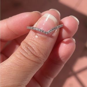 Pandora Sparkling Wishbone Ring- Sterling Silver Size 7.5